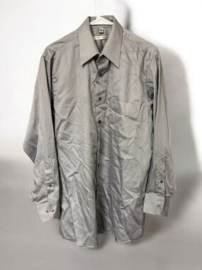 Geoffrey Beene Men's Gray Long-Sleeve Dress Shirt Size Medium 15 & 1/2, 32/33